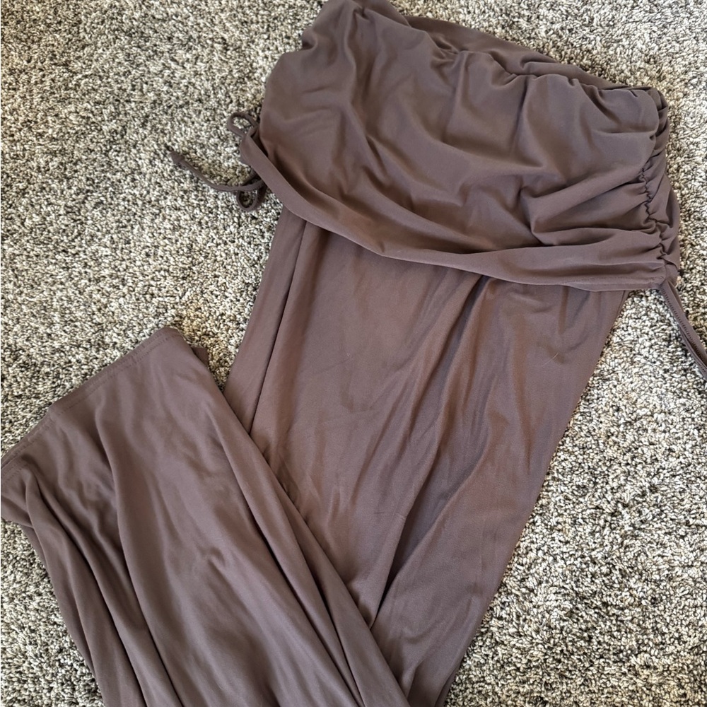 PrettyLittleThing Chocolate Brown Maxi Skirt (SET)